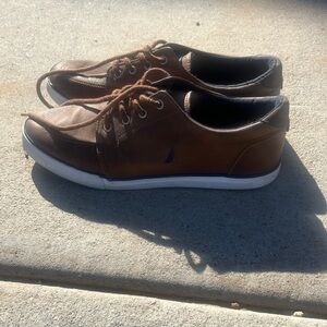 Nautica Men's Brown Leather Sneakers